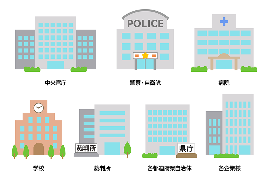 多くの公的機関、企業、自治体等で採用いただいています